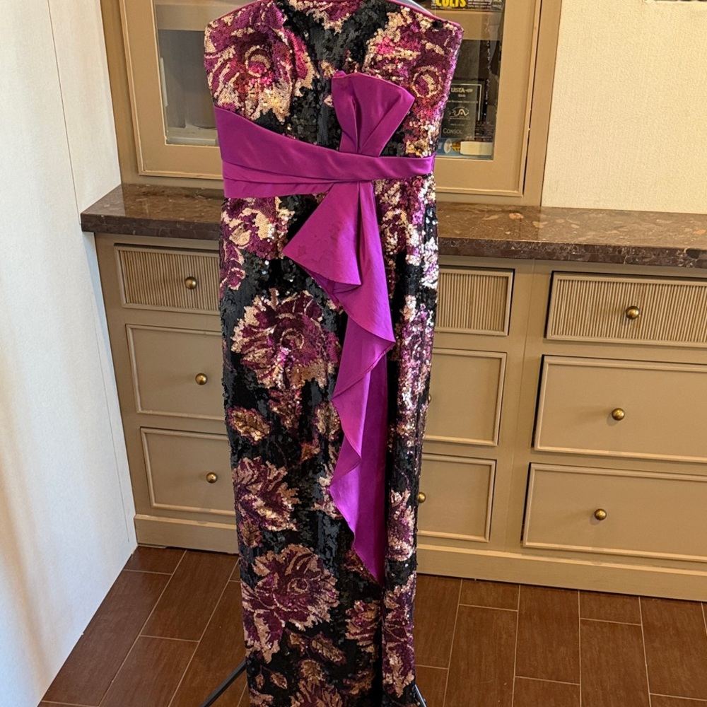 Elegant Floral Sequin Dress with Purple Accents